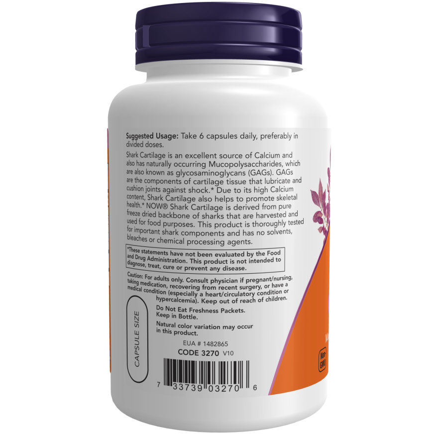 Cartilago de Tiburón 750mg, 100 cápsulas – NOW Foods