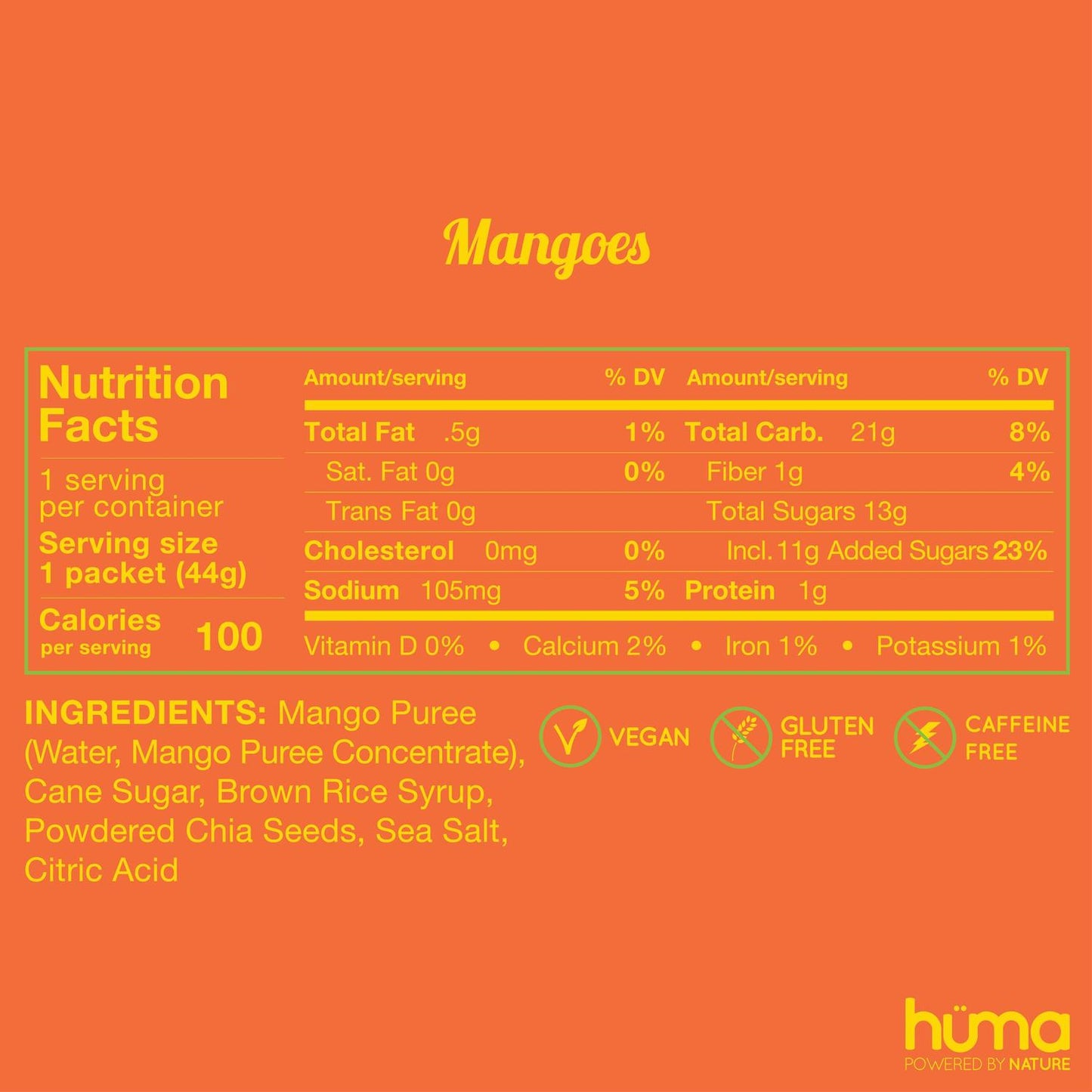 Huma Chia Energy Gel Mangoes 44gr c/24 pz-Wellu