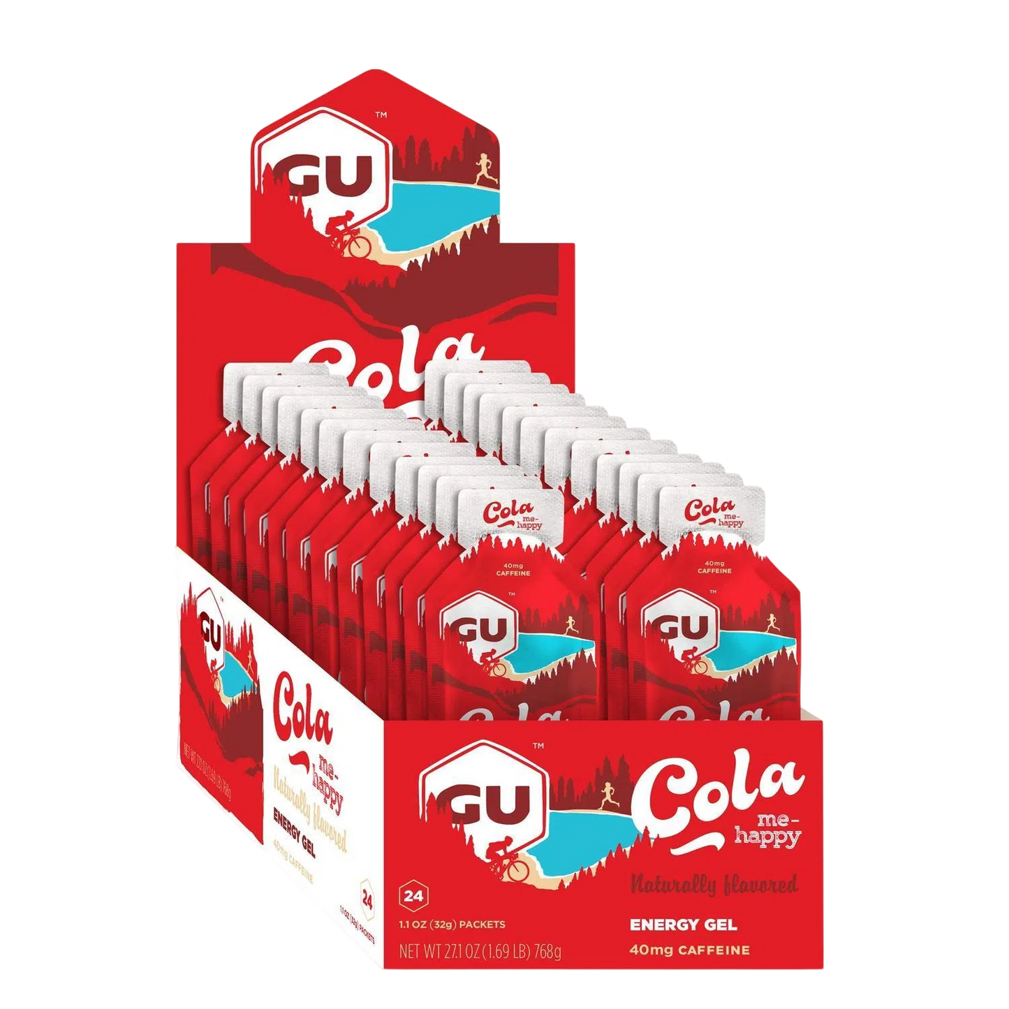 GU Gel Energía, Cola Me Happy (40 mg Cafeína) 768g (24 gels 32g) – GU Energy-Wellu