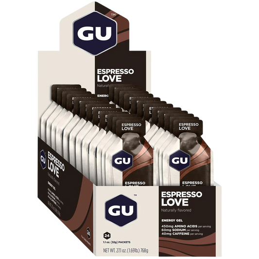 GU Gel Energía, Espresso Love (40 mg Cafeína) 768g (24 gels 32g) – GU Energy-Wellu