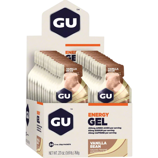 GU Gel Energía, Vainilla Bean (20 mg Cafeína) 768g (24 gels 32g) – GU Energy-Wellu