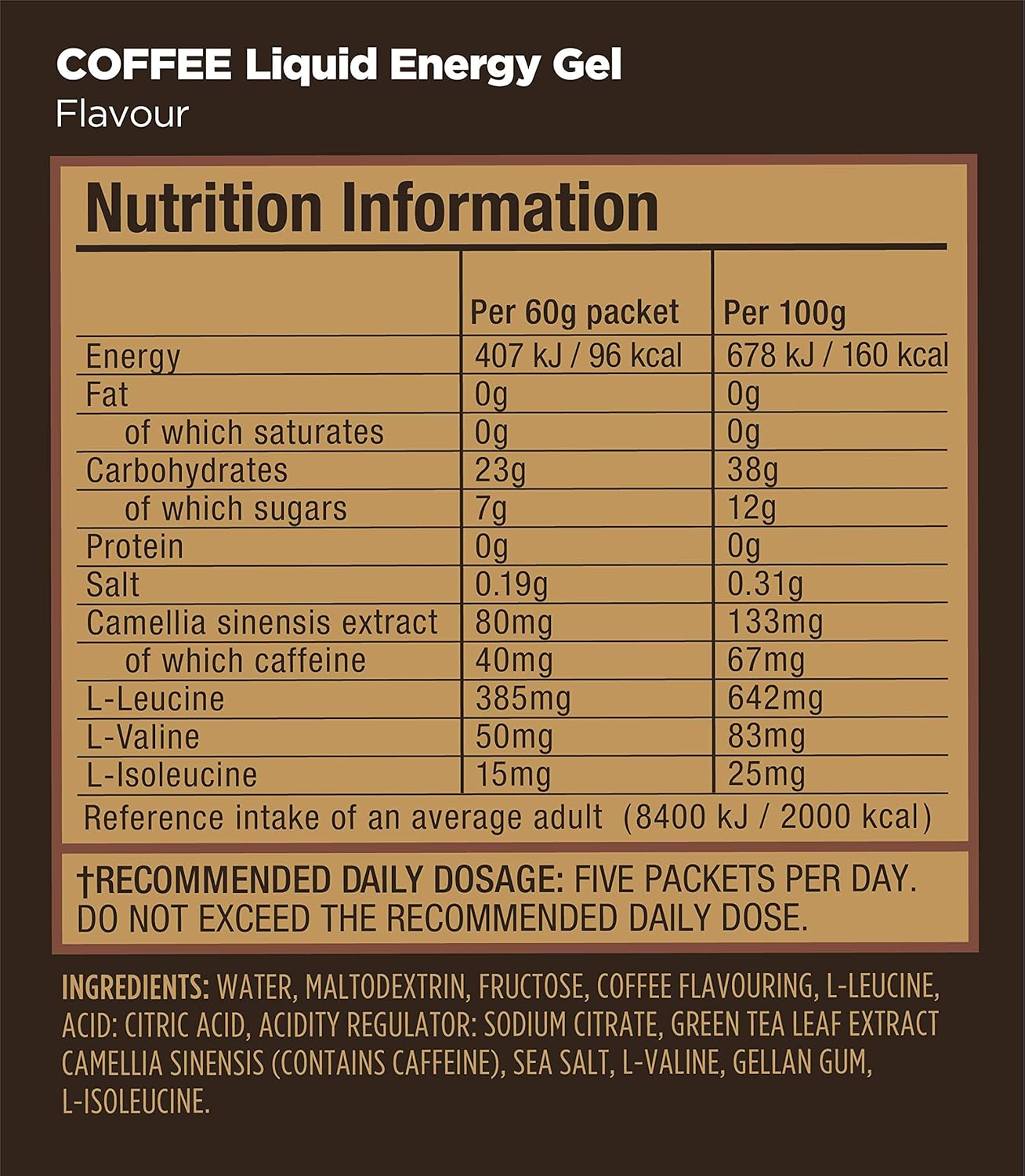 GU Liquid Energía, Coffe (40 mg Cafeína) 1,440g (24 gels 60g) – GU Energy-Wellu