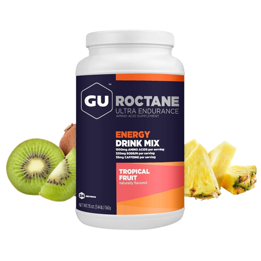 GU Roctane Drink Mix Hidratación, Tropical Fruit (35 mg Cafeína), 1560g (3.44 lbs) 24 servings – GU-Wellu