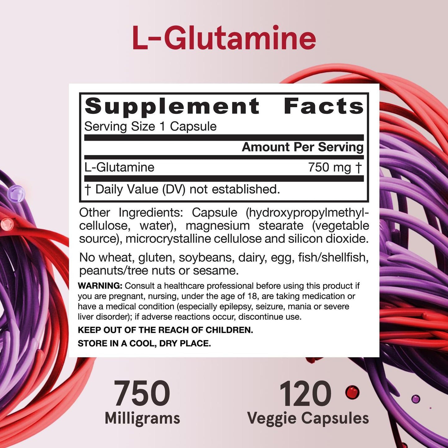 L-Glutamina 750mg, 120 Cápsulas Vegetales – Jarrow Formulas-Wellu