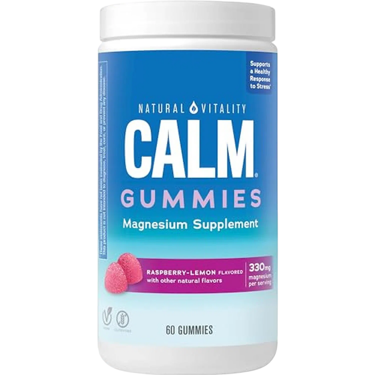Magnesio 330mg, 60 gomitas Frambuesa y Limón – Natural Vitality CALM-Wellu