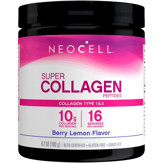 NeoCell, Super Collagen Peptides, Type 1 & 3, Berry Lemon, 6.7 oz (190 g)-Wellu