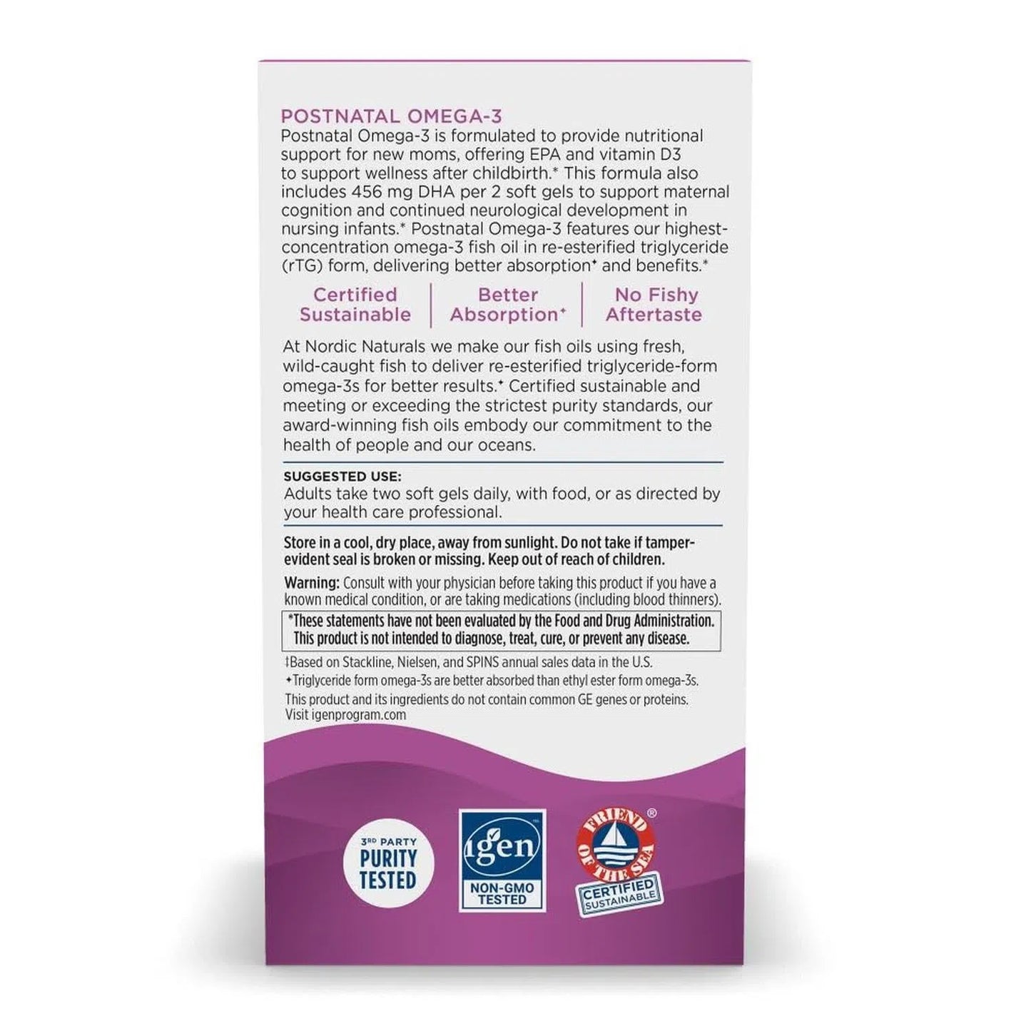 Postnatal Omega 3 650 mg, 60 Softgels – Nordic Naturals-Wellu