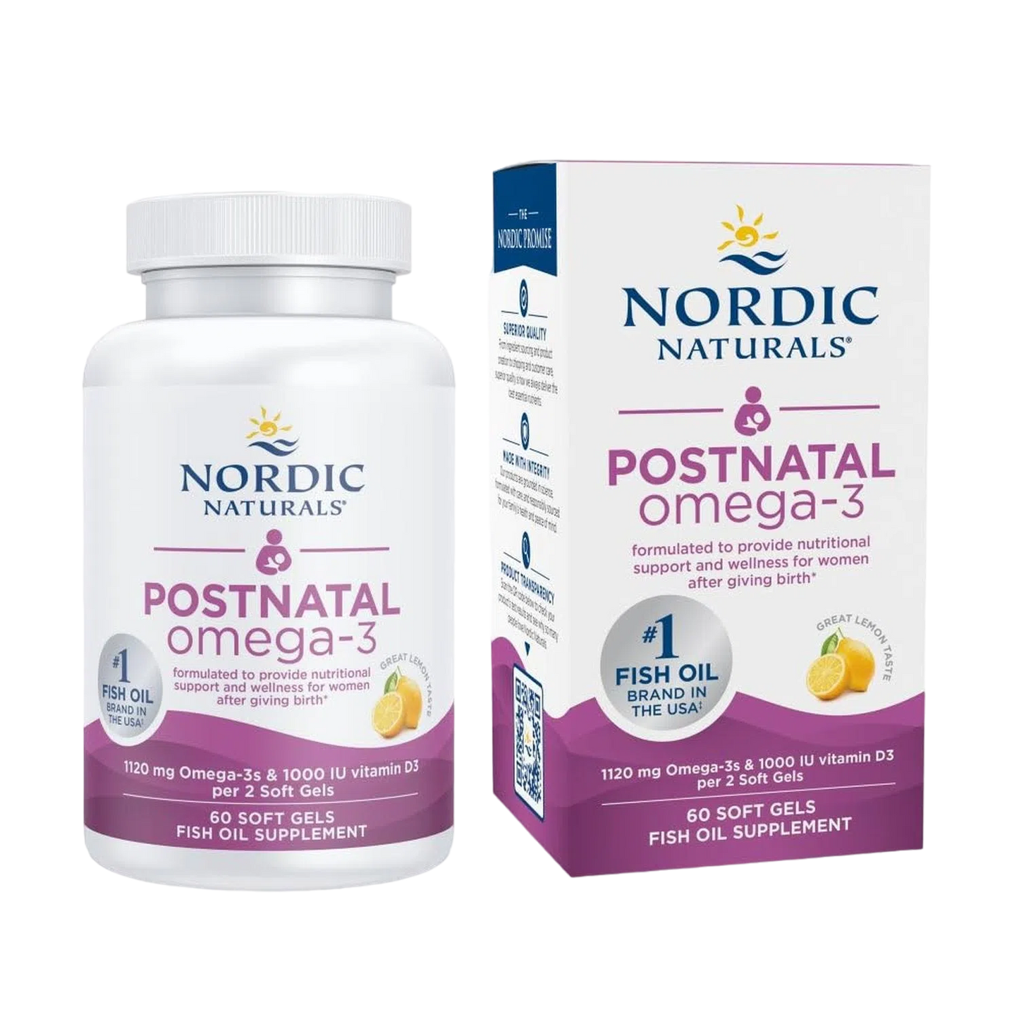 Postnatal Omega 3 650 mg, 60 Softgels – Nordic Naturals-Wellu