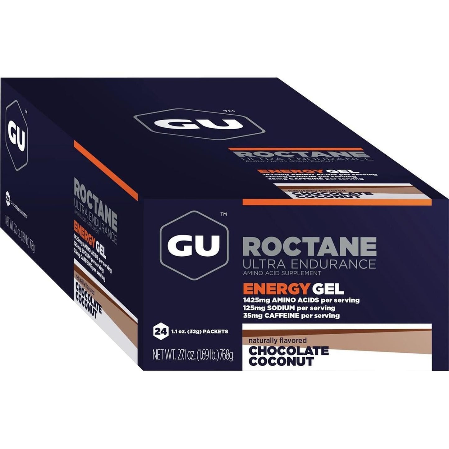 Roctane Gel Energía, Choco Coco (35 mg Cafeína) (24 gels 32g) – GU Energy-Wellu