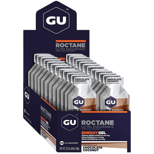 Roctane Gel Energía, Choco Coco (35 mg Cafeína) (24 gels 32g) – GU Energy-Wellu
