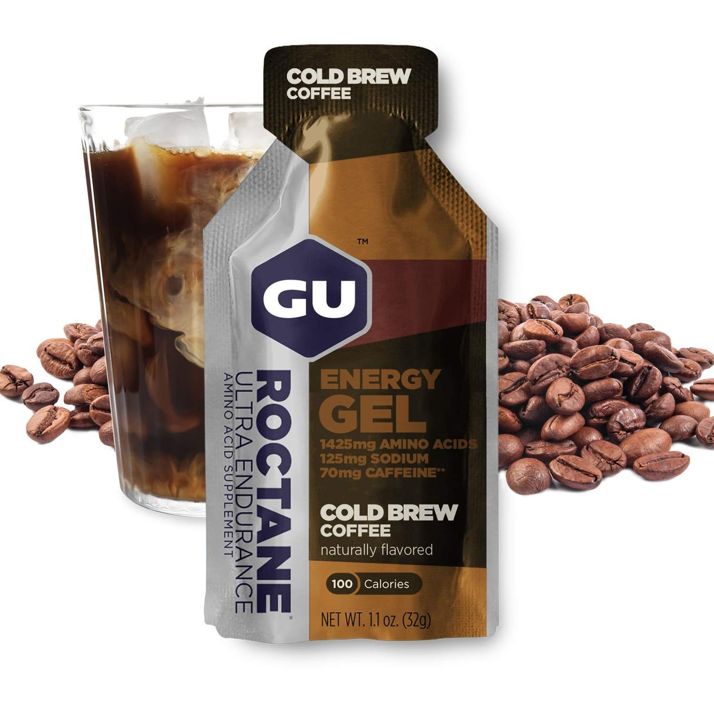 Roctane Gel Energía, Cold Brew (70 mg Cafeína) (24 gels 32g) – GU Energy-Wellu