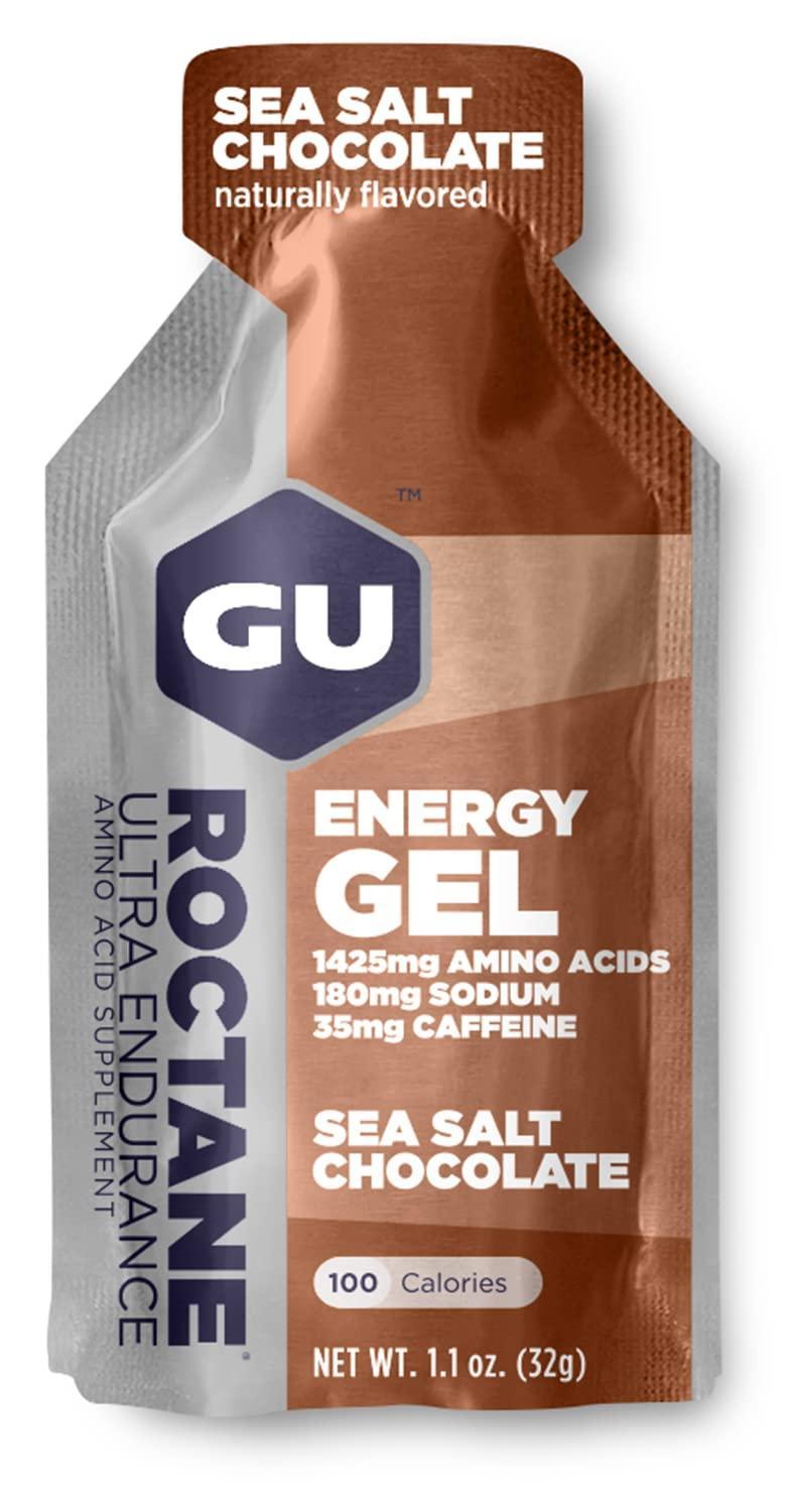 Roctane Gel Energía, Sea Salt Chocolate (35 mg Cafeína) (24 gels 32g) – GU Energy-Wellu