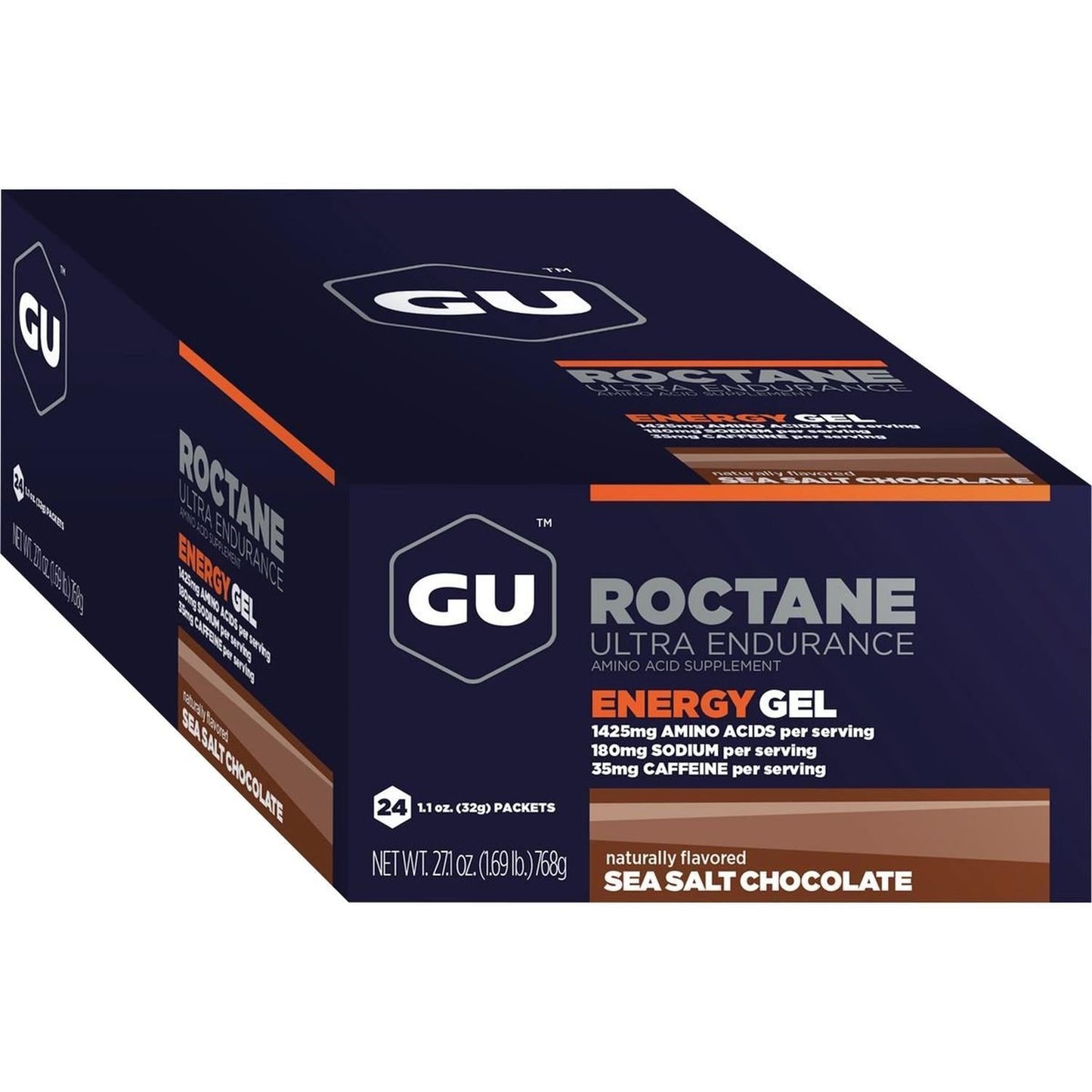 Roctane Gel Energía, Sea Salt Chocolate (35 mg Cafeína) (24 gels 32g) – GU Energy-Wellu