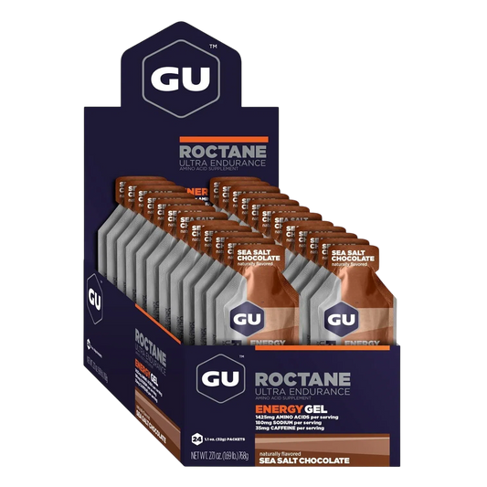 Roctane Gel Energía, Sea Salt Chocolate (35 mg Cafeína) (24 gels 32g) – GU Energy-Wellu
