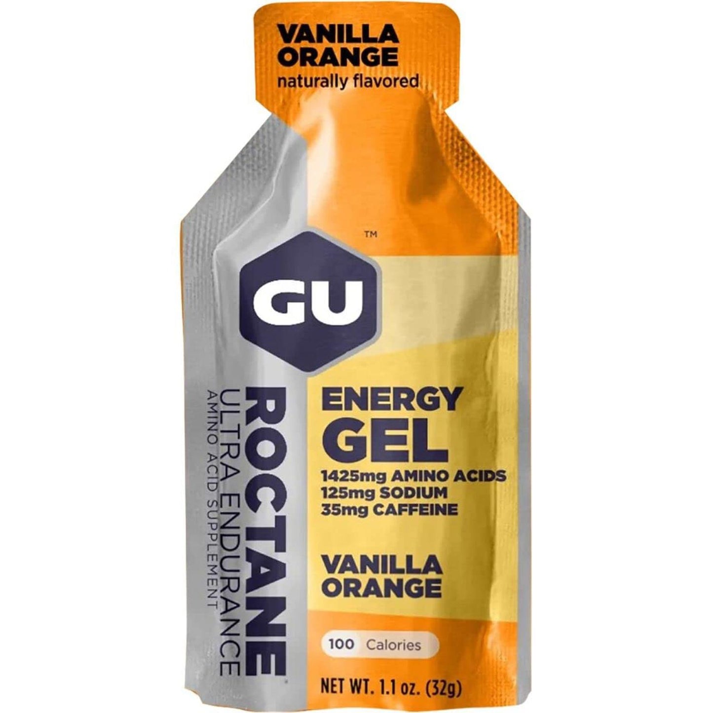 Roctane Gel Energía, Vainilla Orange (35 mg Cafeína) (24 gels 32g) – GU Energy-Wellu