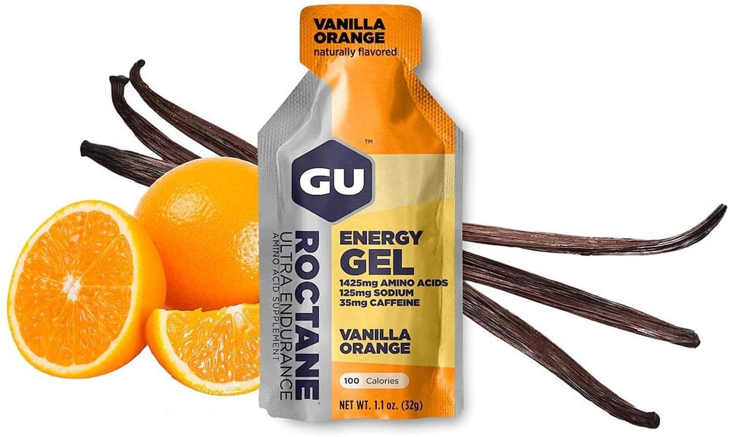 Roctane Gel Energía, Vainilla Orange (35 mg Cafeína) (24 gels 32g) – GU Energy-Wellu