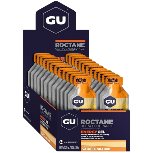 Roctane Gel Energía, Vainilla Orange (35 mg Cafeína) (24 gels 32g) – GU Energy-Wellu