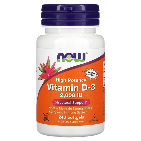 Vitamina D-3 de 2000 UI, 240 Softgels – NOW Foods-Wellu