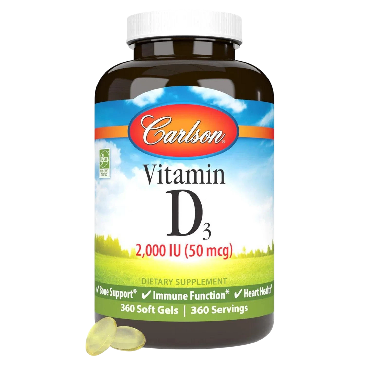 Vitamina D3 2000 UI, 360 Softcaps – Carlson Labs-Wellu
