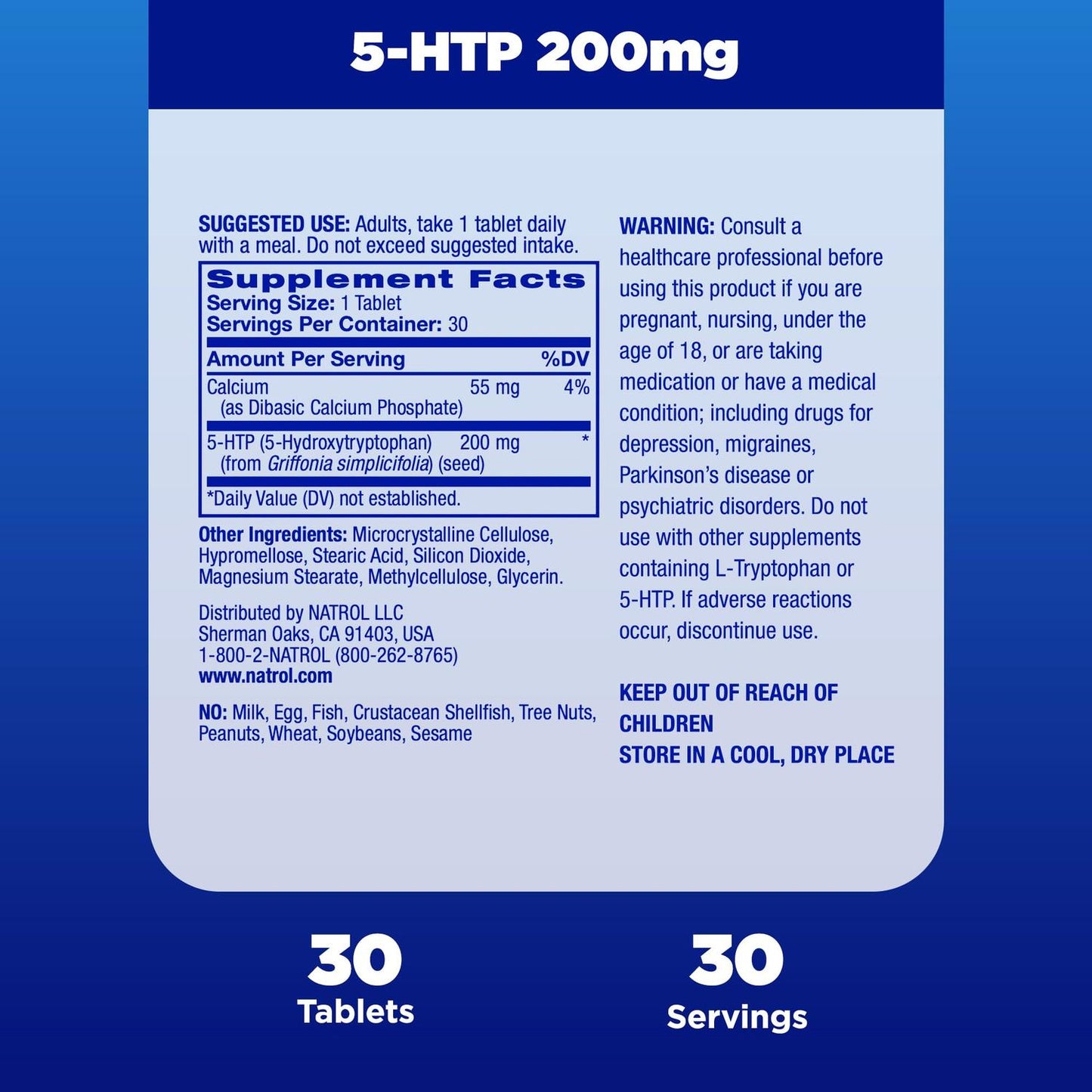 5-HTP 100mg Rápida disolución estado de ánimo, 30 Tabletas – Natrol-Wellu