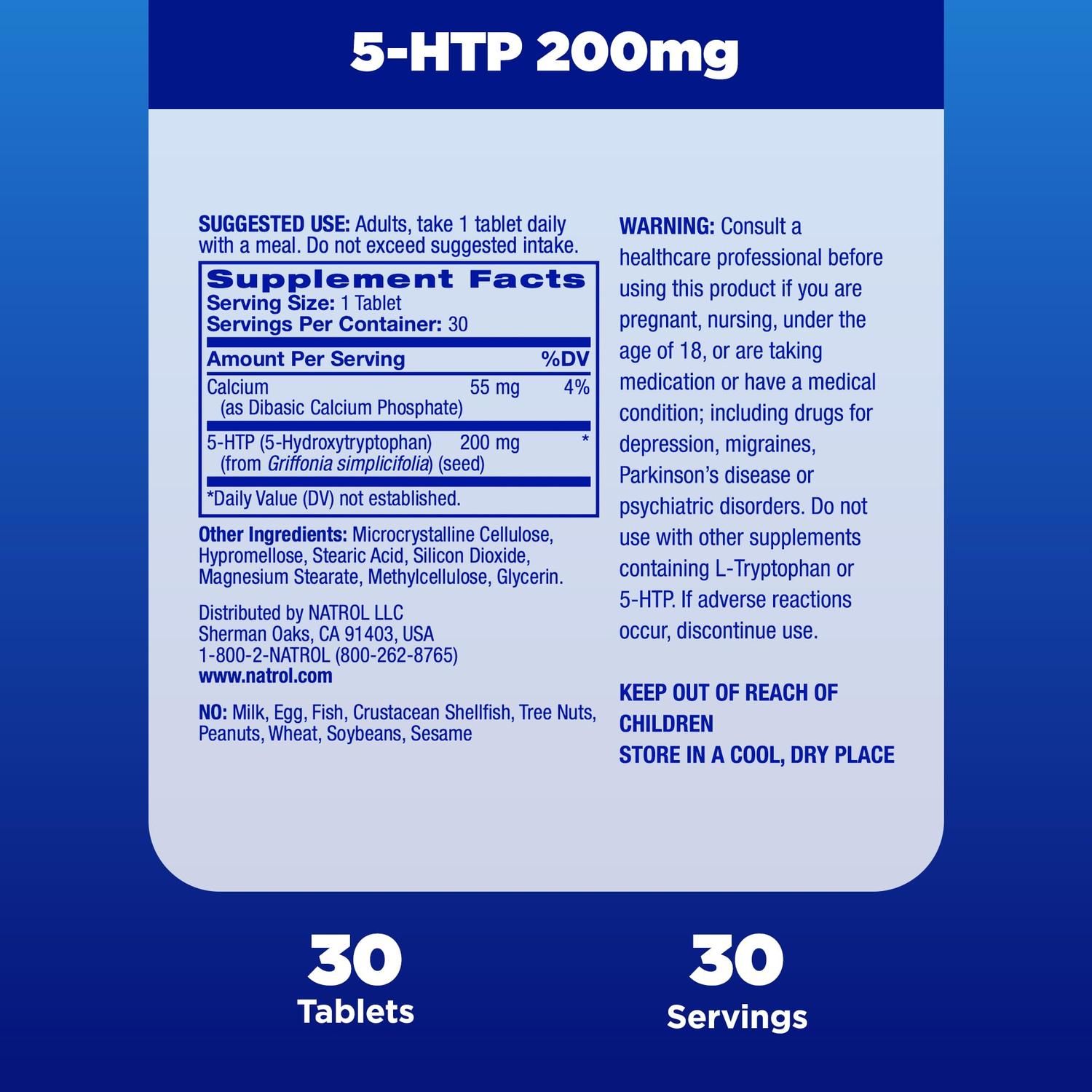 5-HTP 100mg Rápida disolución estado de ánimo, 30 Tabletas – Natrol-Wellu