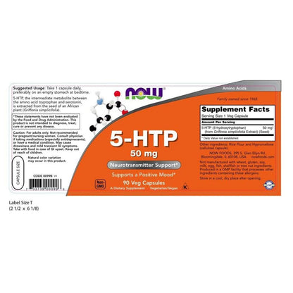 5-HTP de 50 mg, 90 Cápsulas Veg – NOW Foods-Wellu