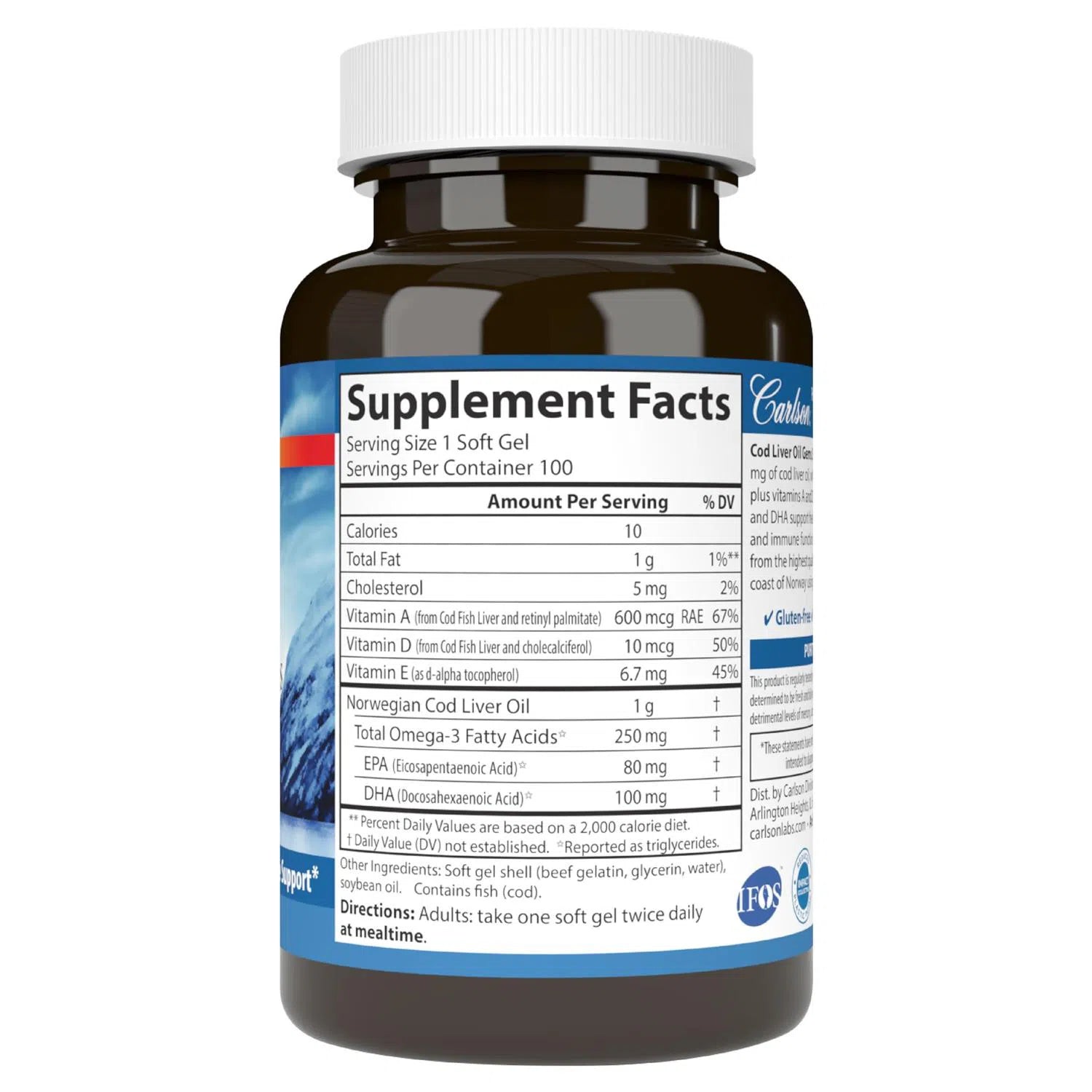 Aceite Hígado Bacalao 1000 mg, 100 Softcaps – Carlson Labs-Wellu