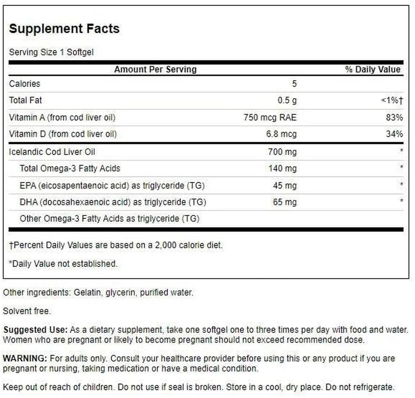 Aceite de Hígado de Bacalao 700mg, 30 Softcaps – Swanson-Wellu