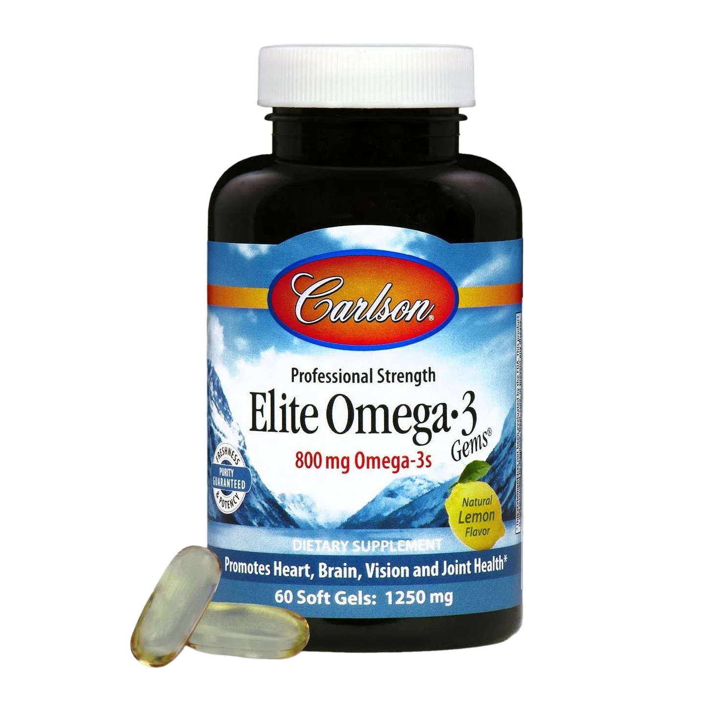 Aceite de Pescado Elite Omega 3 Gems 1250 mg, 60 Unidades – Carlson Labs-Wellu