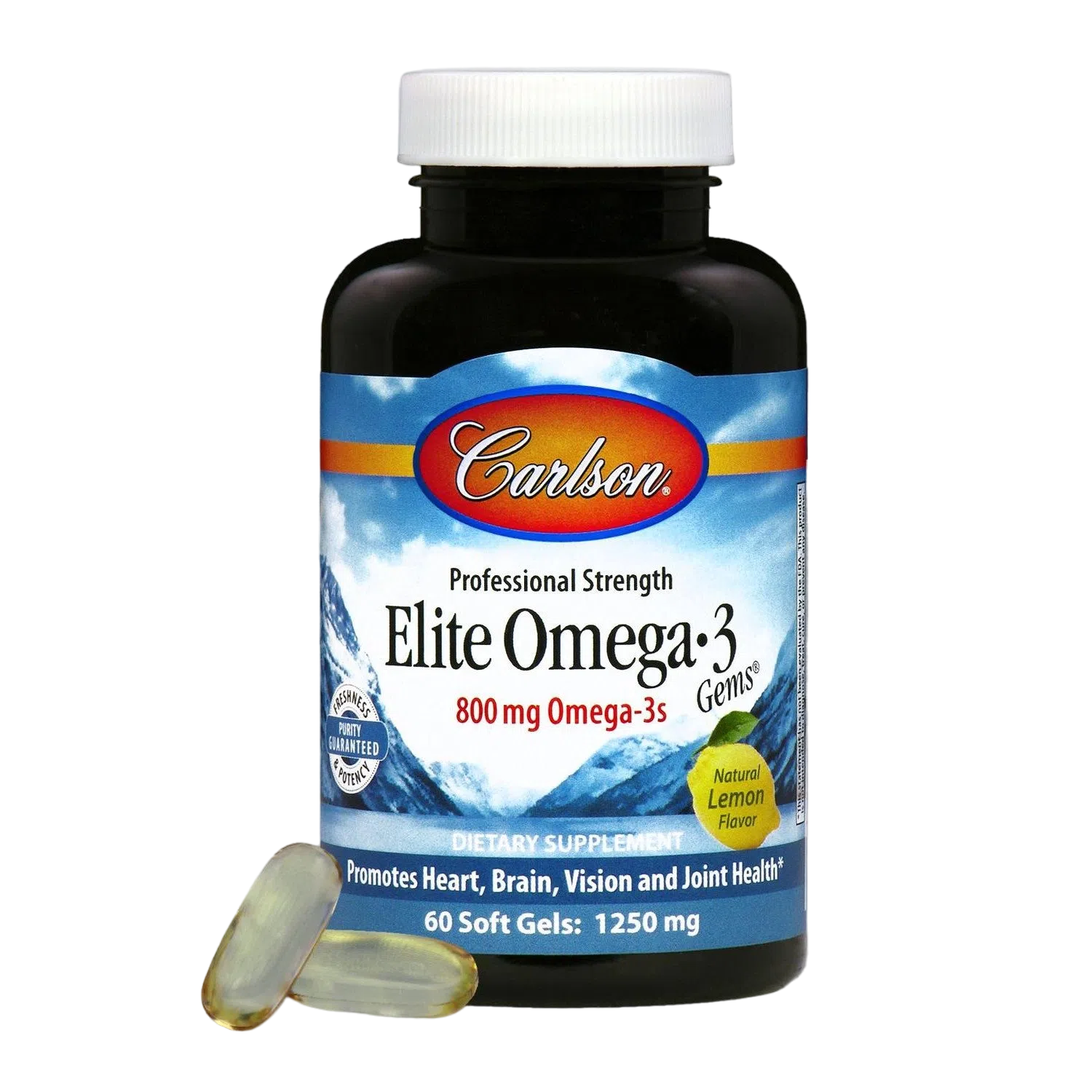 Aceite de Pescado Elite Omega 3 Gems 1250 mg, 60 Unidades – Carlson Labs-Wellu