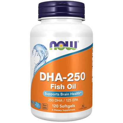 Aceite de pescado DHA-250, 120 Softgels – NOW Foods-Wellu