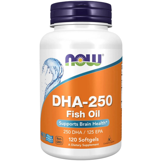 Aceite de pescado DHA-250, 120 Softgels – NOW Foods-Wellu