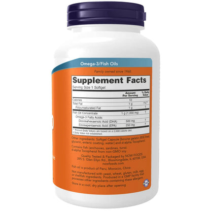 Aceite de pescado DHA-500 de doble potencia, 180 Softgels – NOW Foods-Wellu