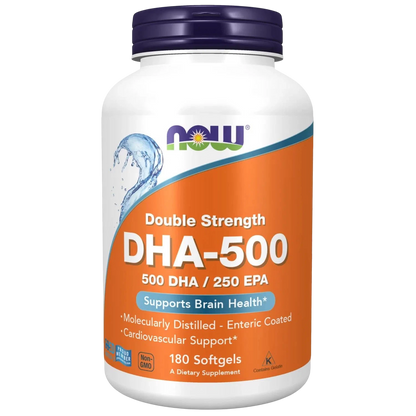 Aceite de pescado DHA-500 de doble potencia, 180 Softgels – NOW Foods-Wellu