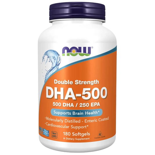 Aceite de pescado DHA-500 de doble potencia, 180 Softgels – NOW Foods-Wellu