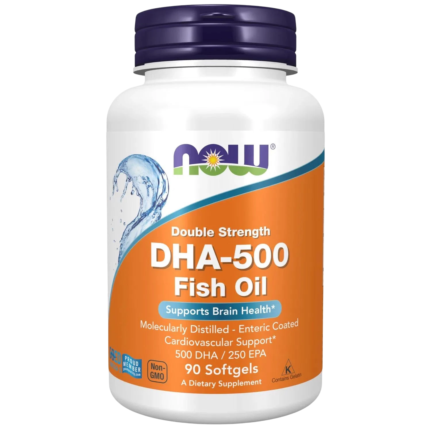 Aceite de pescado DHA-500 de doble potencia, 90 Softgels – NOW Foods-Wellu