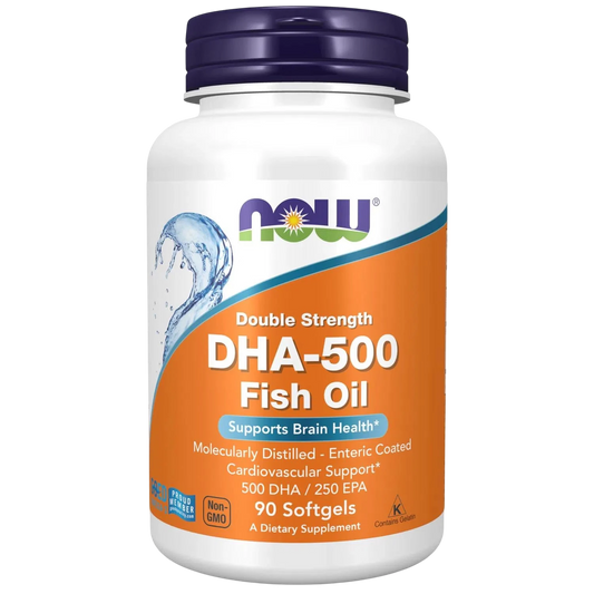 Aceite de pescado DHA-500 de doble potencia, 90 Softgels – NOW Foods-Wellu