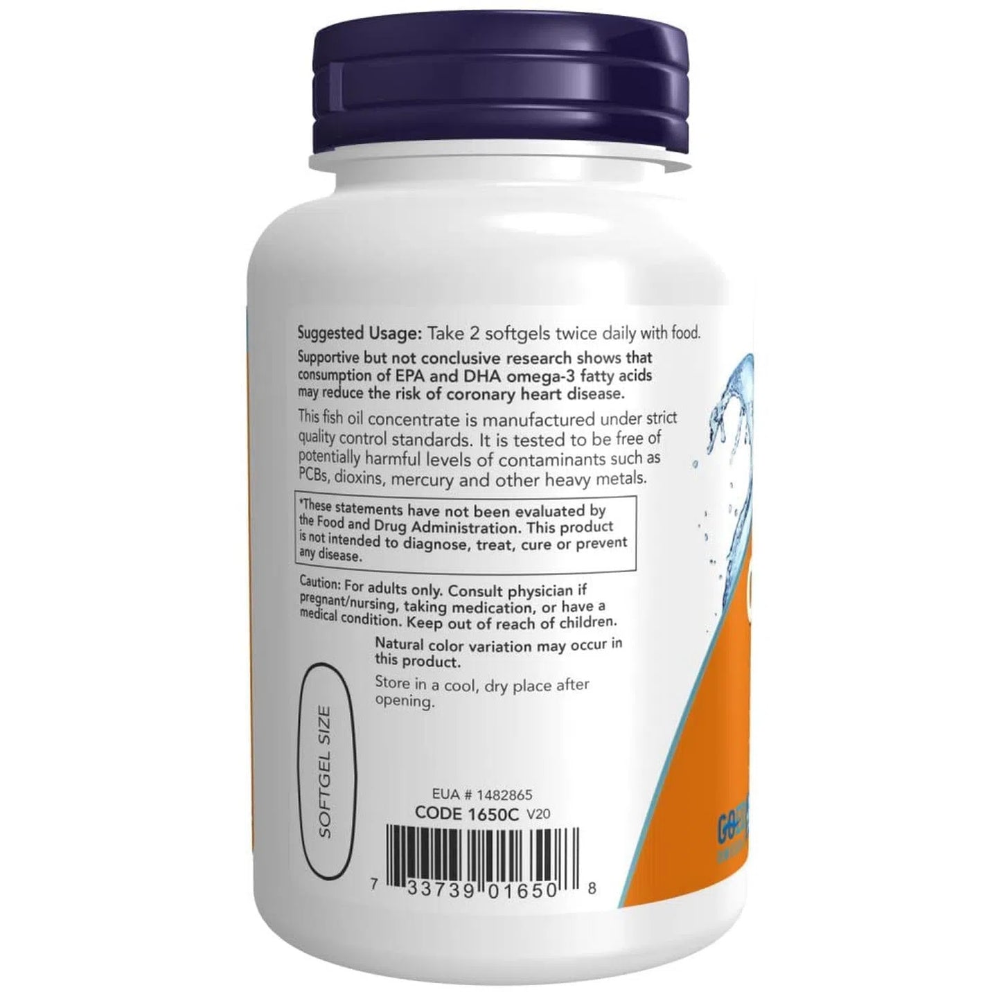 Aceite de pescado Omega-3 destiladas molecularmente, 100 Softgels – NOW Foods-Wellu