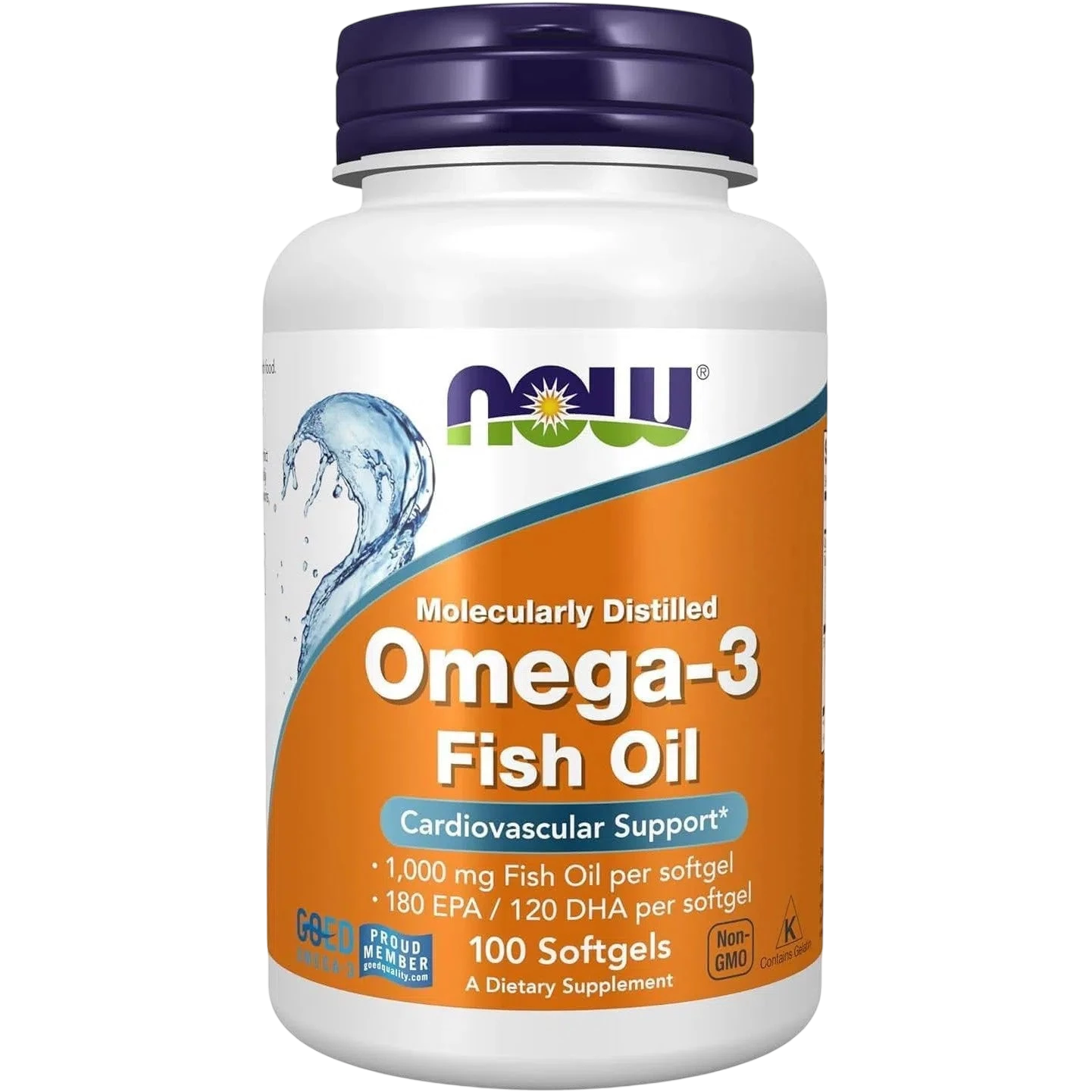 Aceite de pescado Omega-3 destiladas molecularmente, 100 Softgels – NOW Foods-Wellu