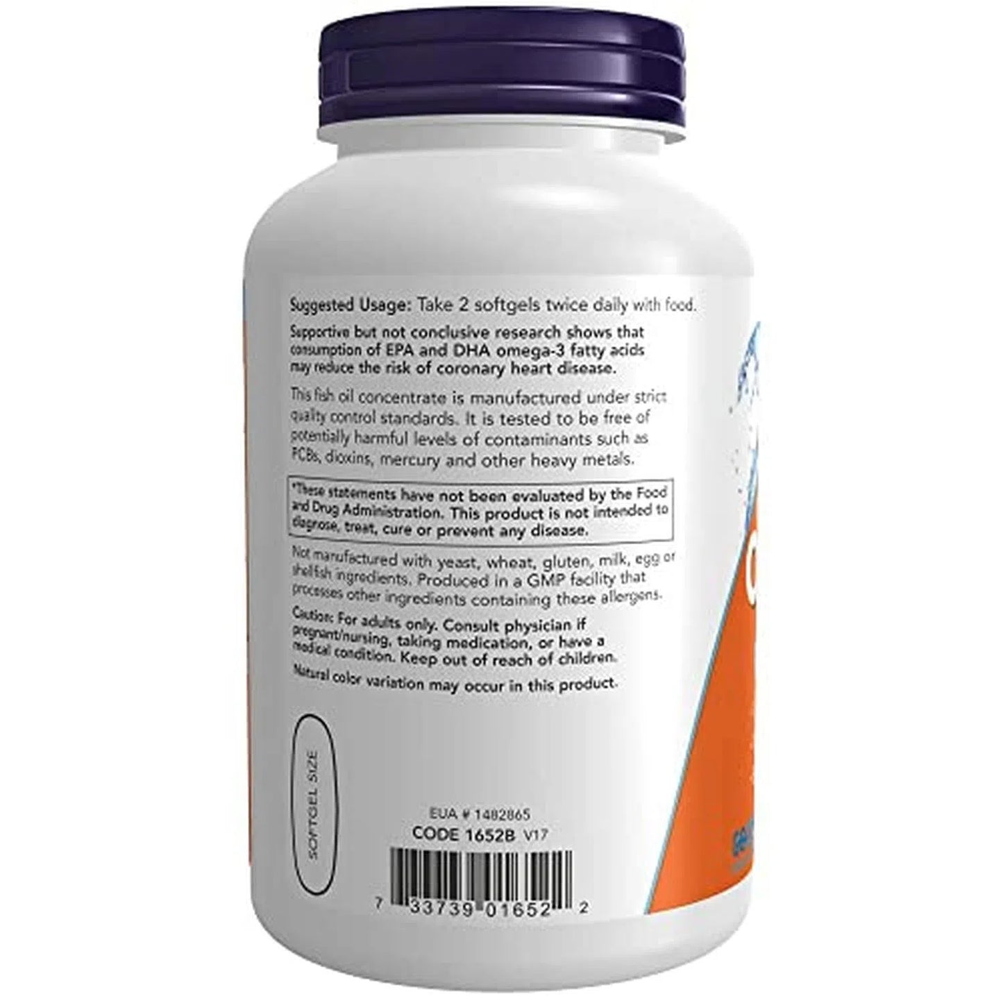 Aceite de pescado Omega-3 destiladas molecularmente, 200 Softgels – NOW Foods-Wellu