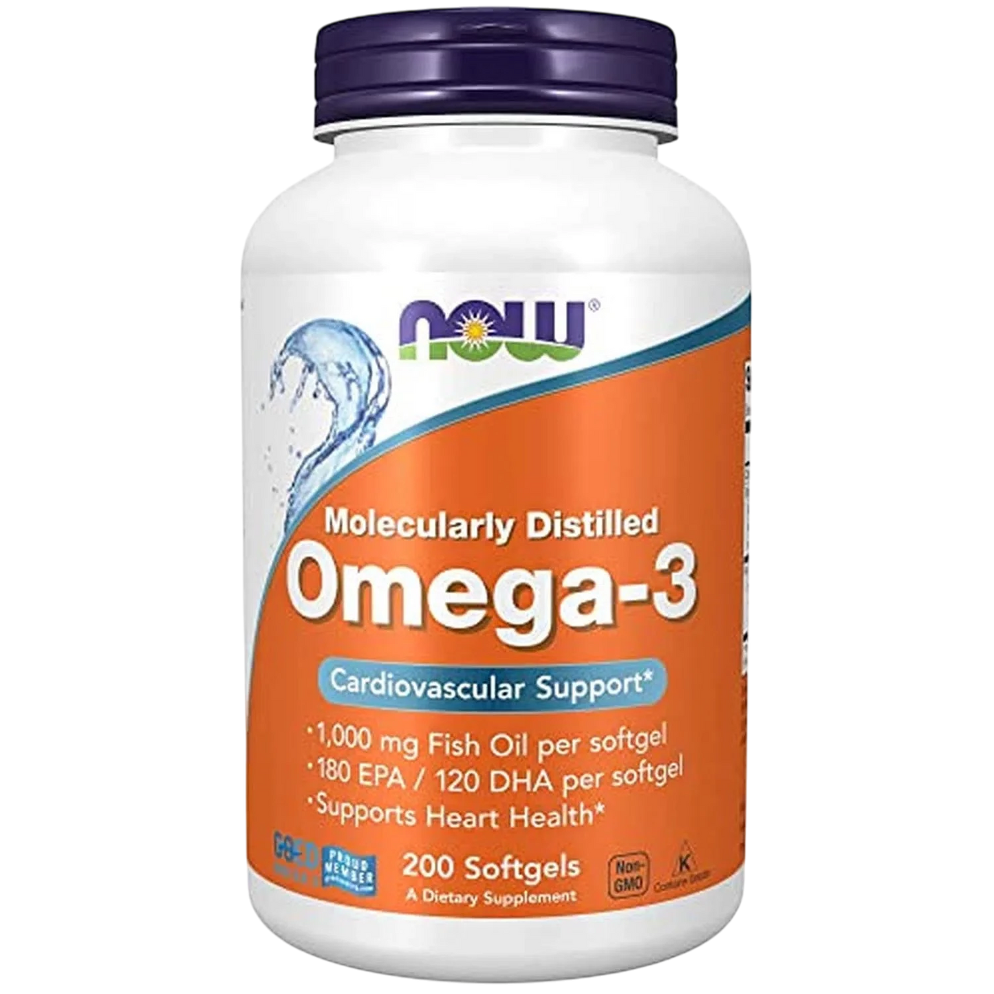 Aceite de pescado Omega-3 destiladas molecularmente, 200 Softgels – NOW Foods-Wellu