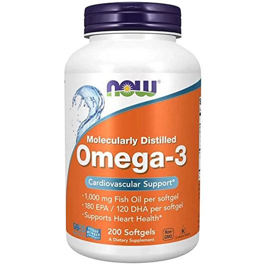 Aceite de pescado Omega-3 destiladas molecularmente, 200 Softgels – NOW Foods-Wellu