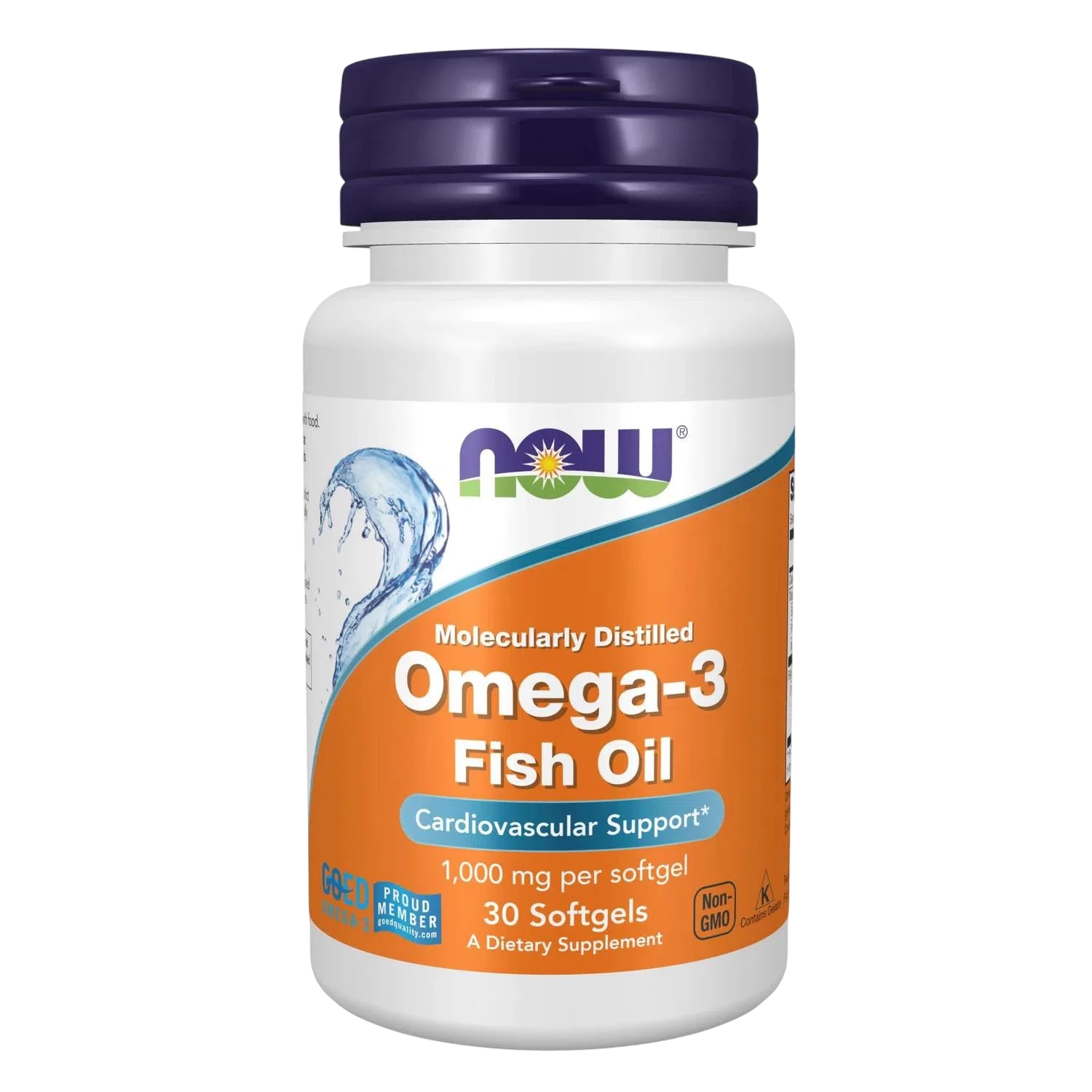 Aceite de pescado Omega-3 destiladas molecularmente, 30 Softgels – NOW Foods-Wellu