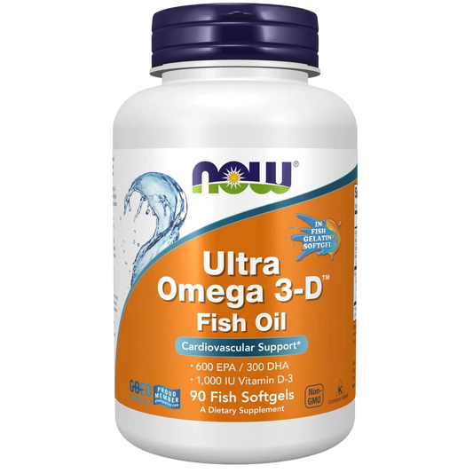 Pescado con Aceite de pescado (gelatina de pescado) Ultra Omega 3-D™, 90 Fish Softgels – NOW Foods-Wellu