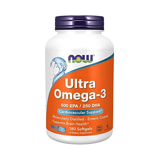 Aceite de pescado Ultra Omega-3 (gelatina bovina), 180 Softgels – NOW Foods-Wellu