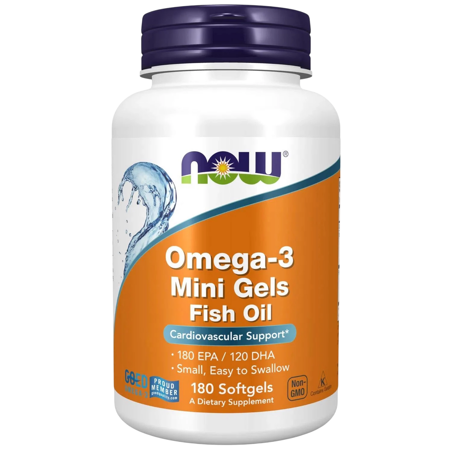 Aceite de pescado con Omega-3 en mini geles, 180 Softgels – NOW Foods-Wellu