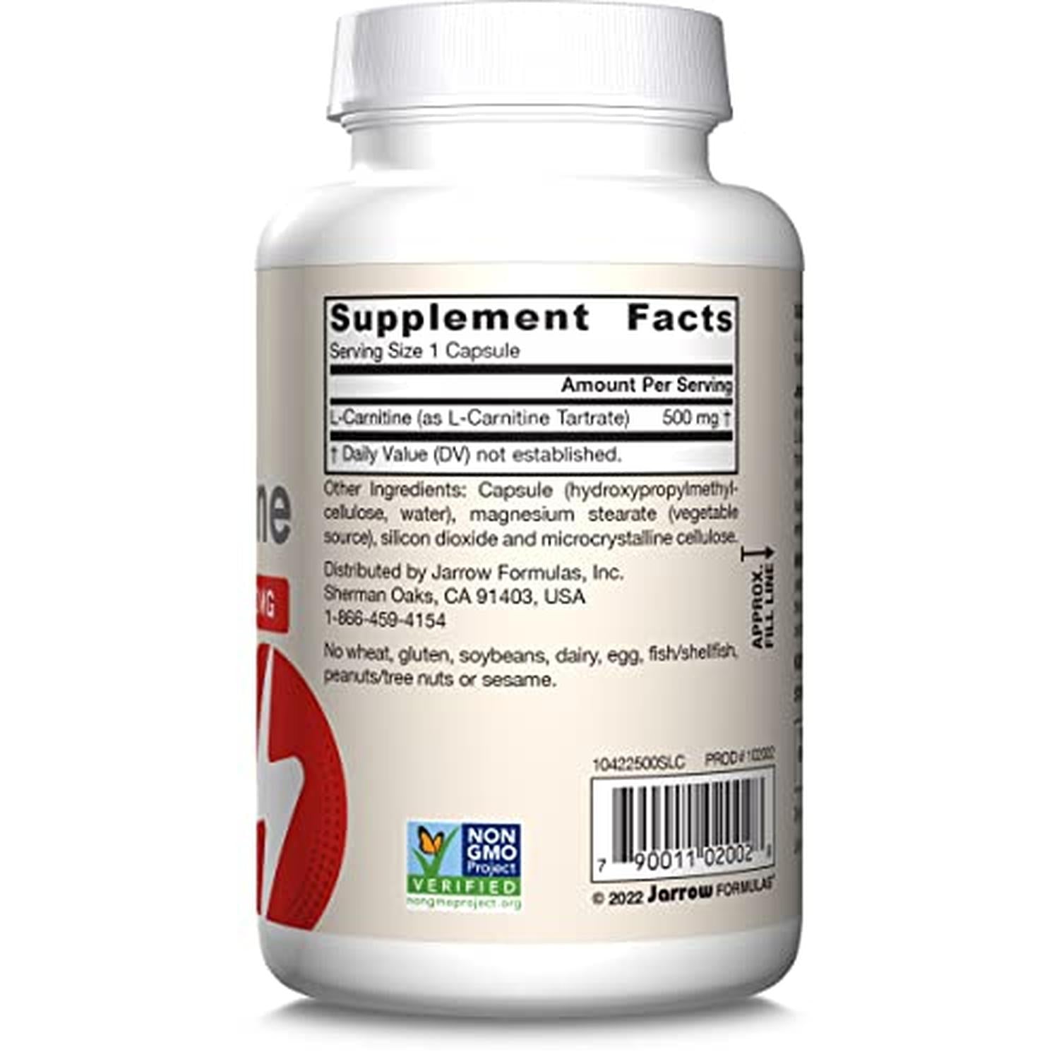 Acetil L-Carnitina 500mg, 60 Vcaps – Jarrow Formulas-Wellu