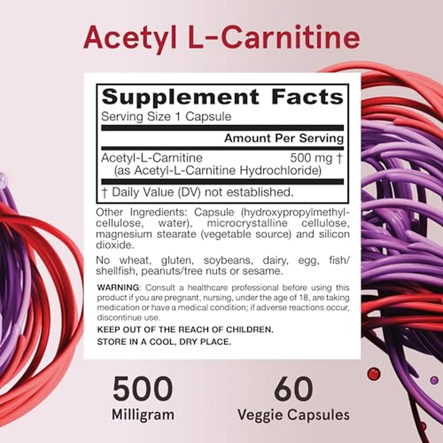 Acetil L-Carnitina 500mg, 60 Vcaps – Jarrow Formulas-Wellu