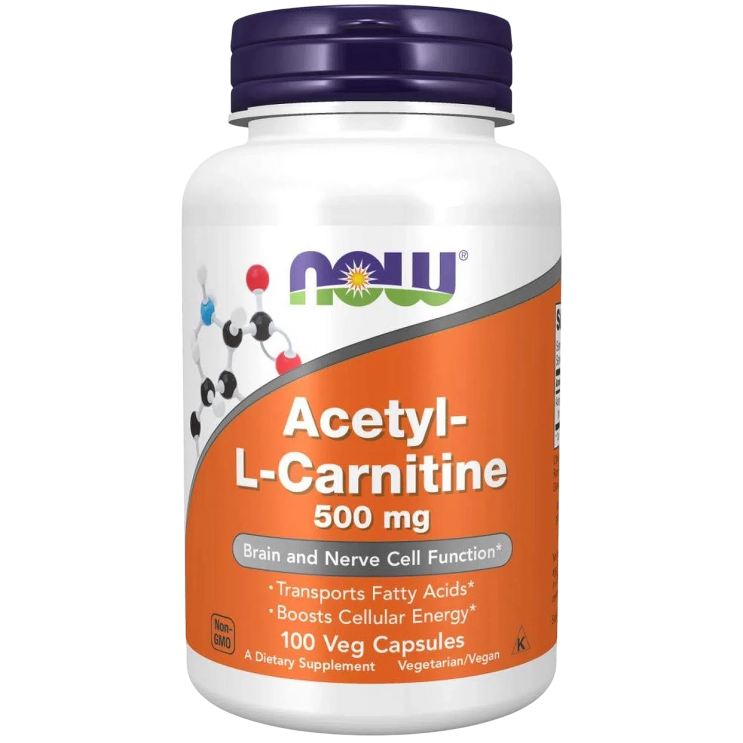 Acetil-L-carnitina de 500 mg, 100 Cápsulas Veg – NOW Foods-Wellu