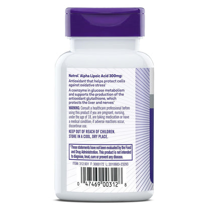 Acido Alfa Lipóico 300mg (protección Celular), 50 Cápsulas – Natrol-Wellu